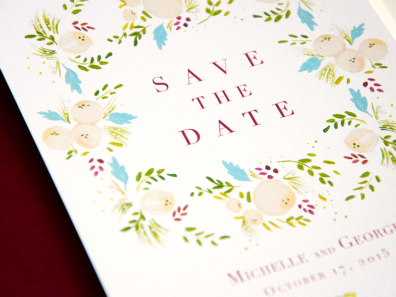 succulent and ivory save the date