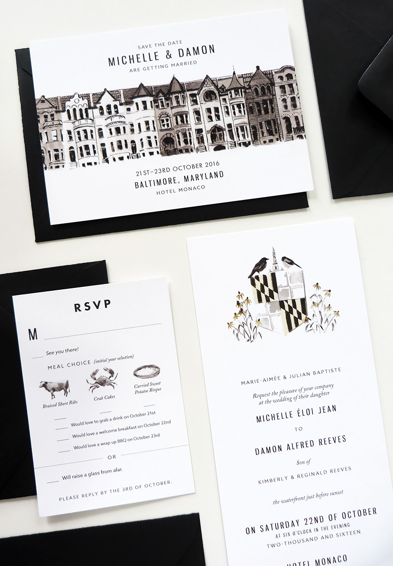 Jolly Edition Baltimore wedding stationery by Laura Shema