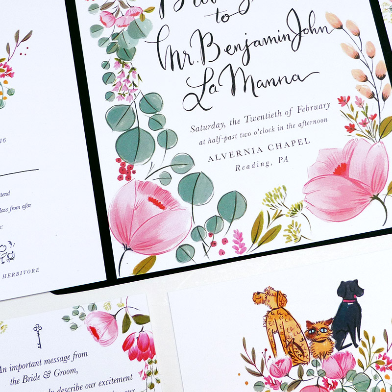 Britany and Benjamin's custom wedding stationery design by Jolly Edition