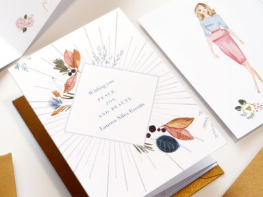 wedding event planner Lauren Niles holiday card illustrated and by Laura Shema