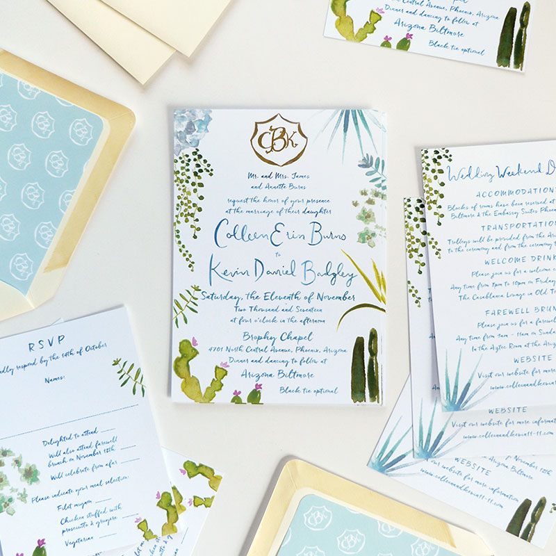 Jolly Edition Blog Post September 2017 blue succulent wedding stationery