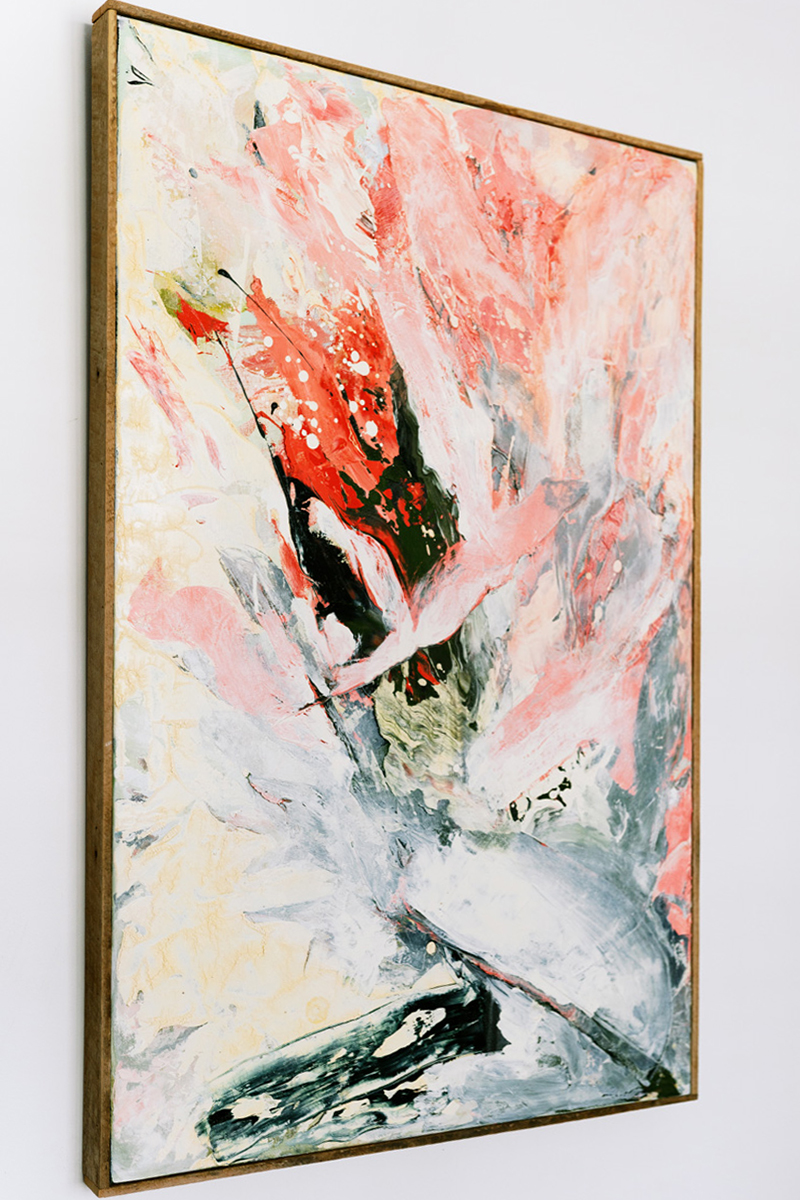 abstract painting pink red close up flower explode