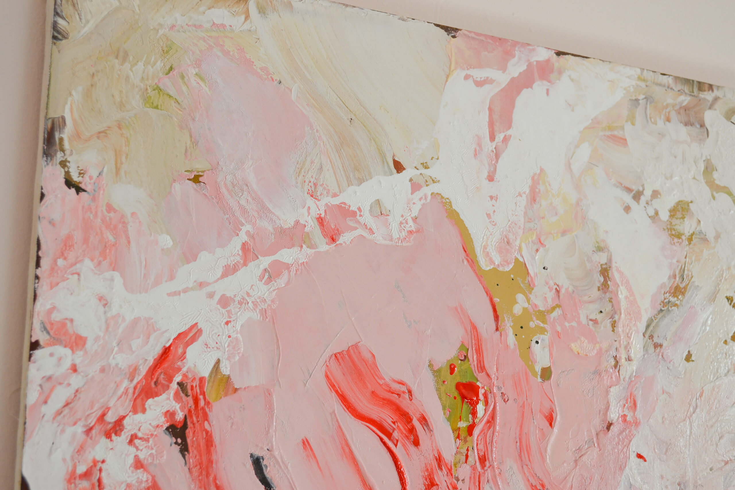 abstract painting pink red close up