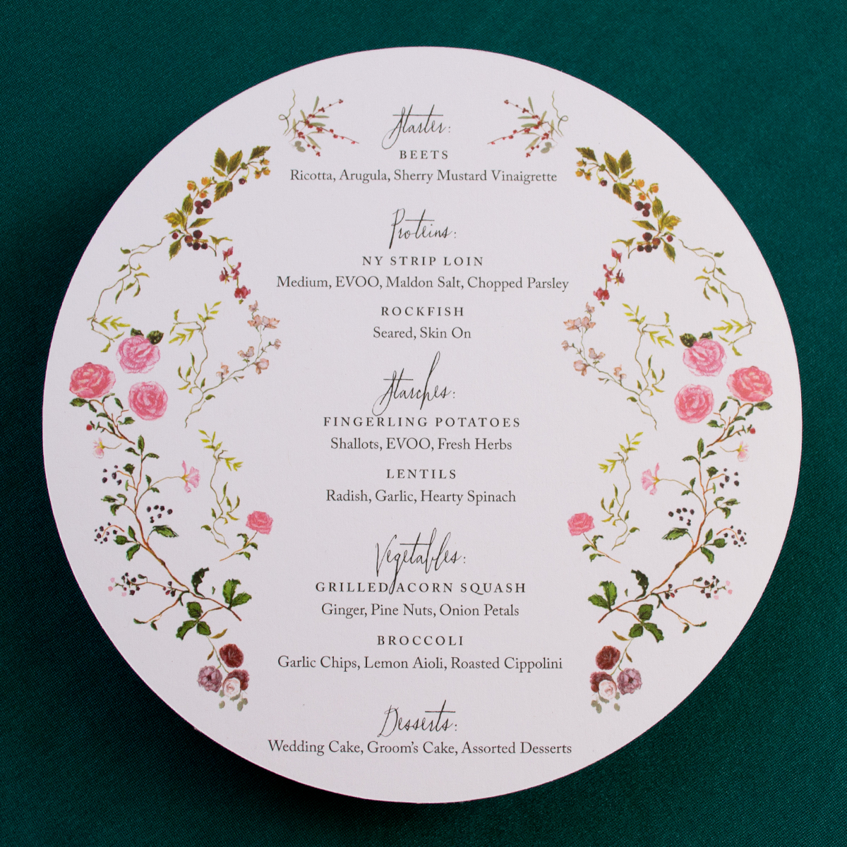 die cut circular menu designed by jolly edition