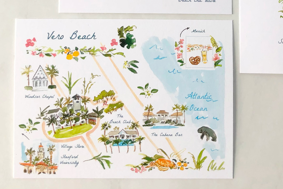 Vero Beach Florida map illustration jolly edition