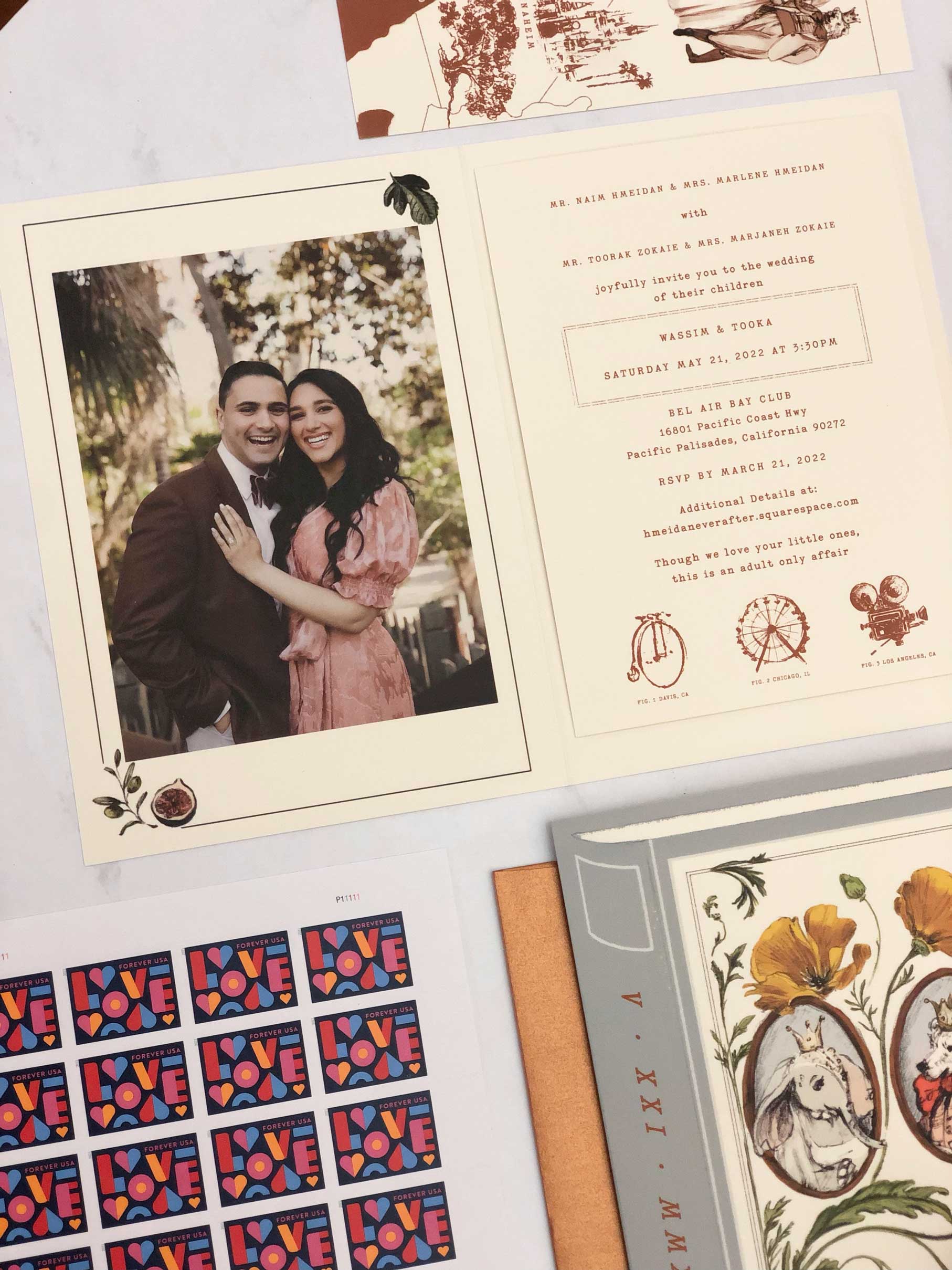 California book themed wedding stationery