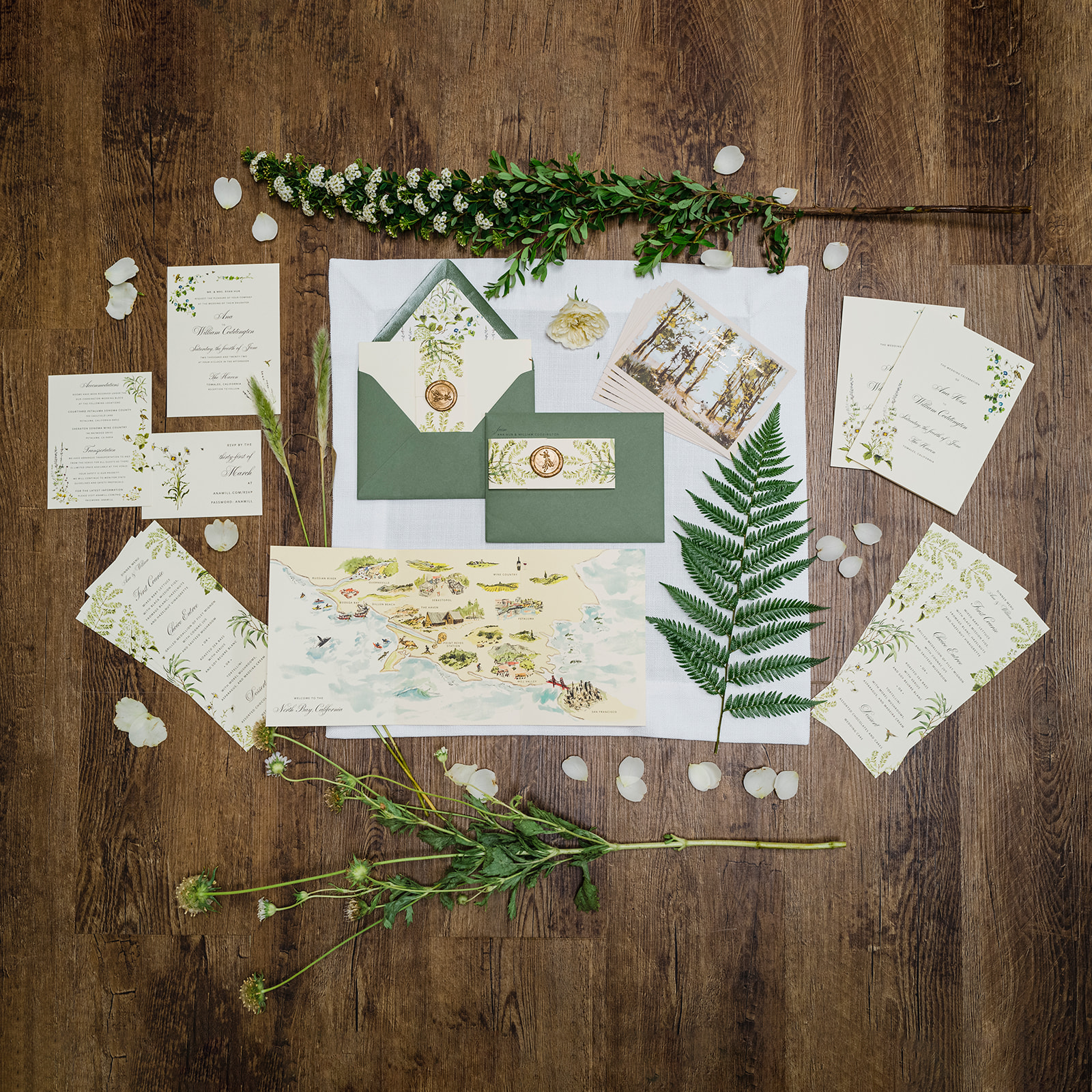 Fern forest wedding stationery by Jolly Edition